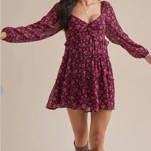 Altar'd State Burgundy Mariana Floral Mini Dress Size XXL